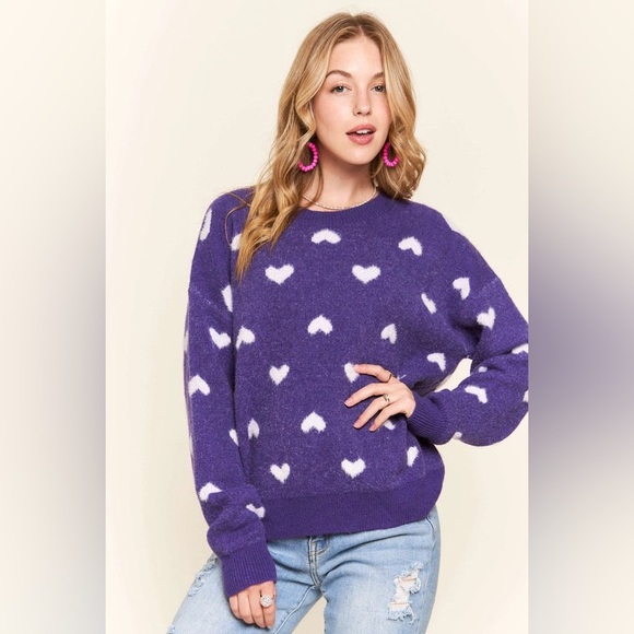 ADORA Sweaters - Purple Heart Sweater! NWT🤩